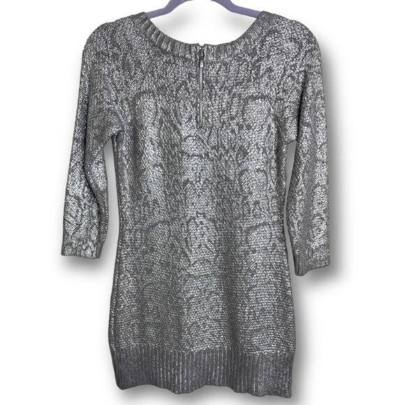 NWT INC International Concepts Size S Silver Metallic Long Tunic Sweater $90 - Picture 2 of 9